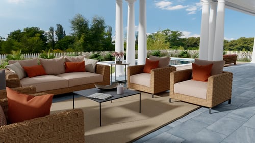 Sunbrella room persimmon canvas Angle1