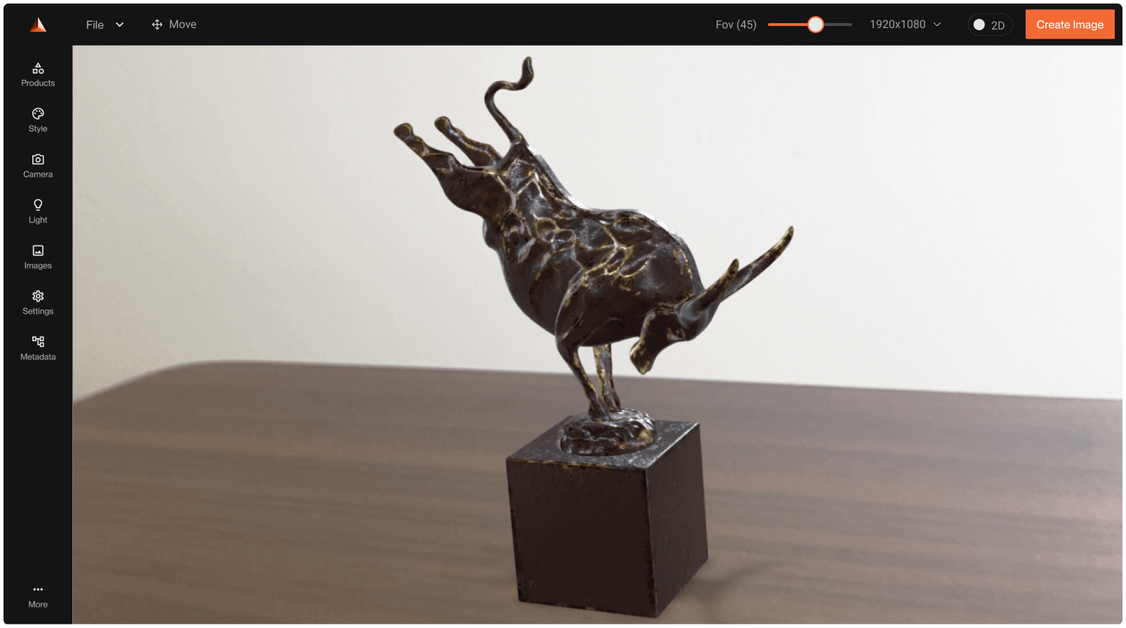 Realistic bull accessory displayed on tabletop using imagine.io augmented reality generator