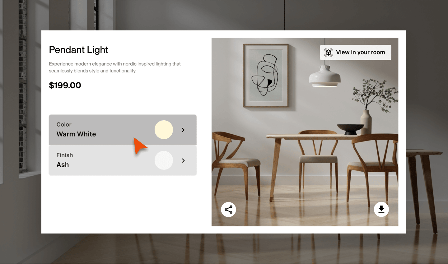 Lighting Configurator with VR experience made with imagine