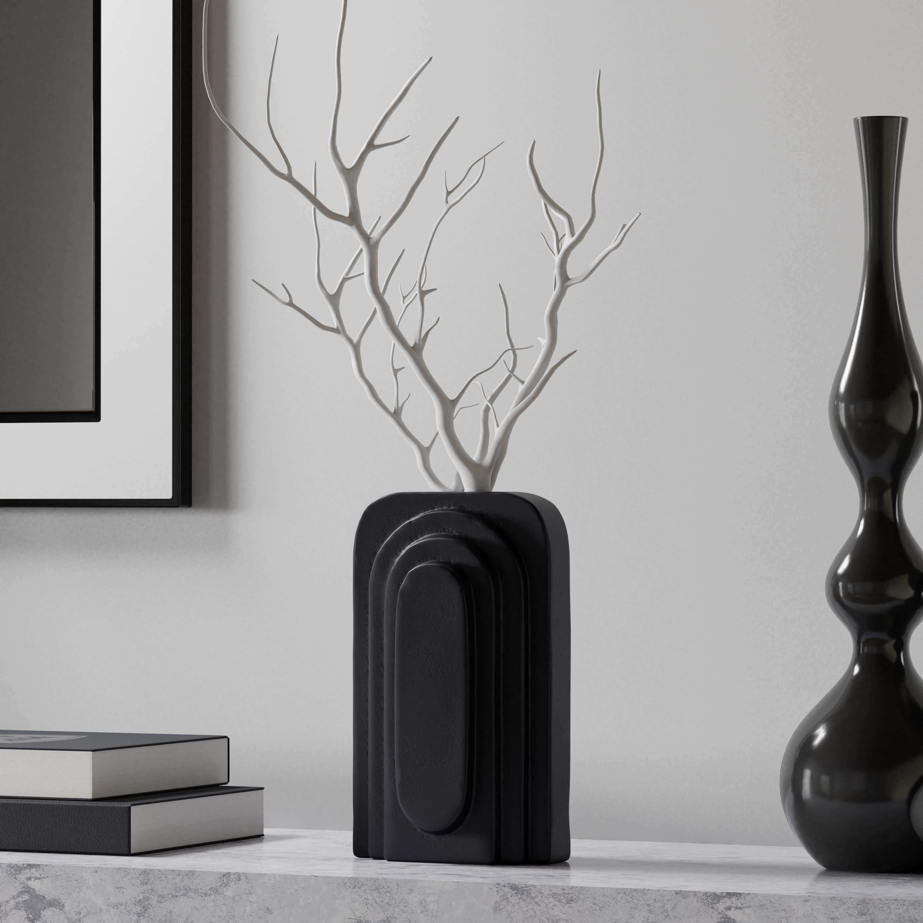 3D generated black modern vases made in imagine.io