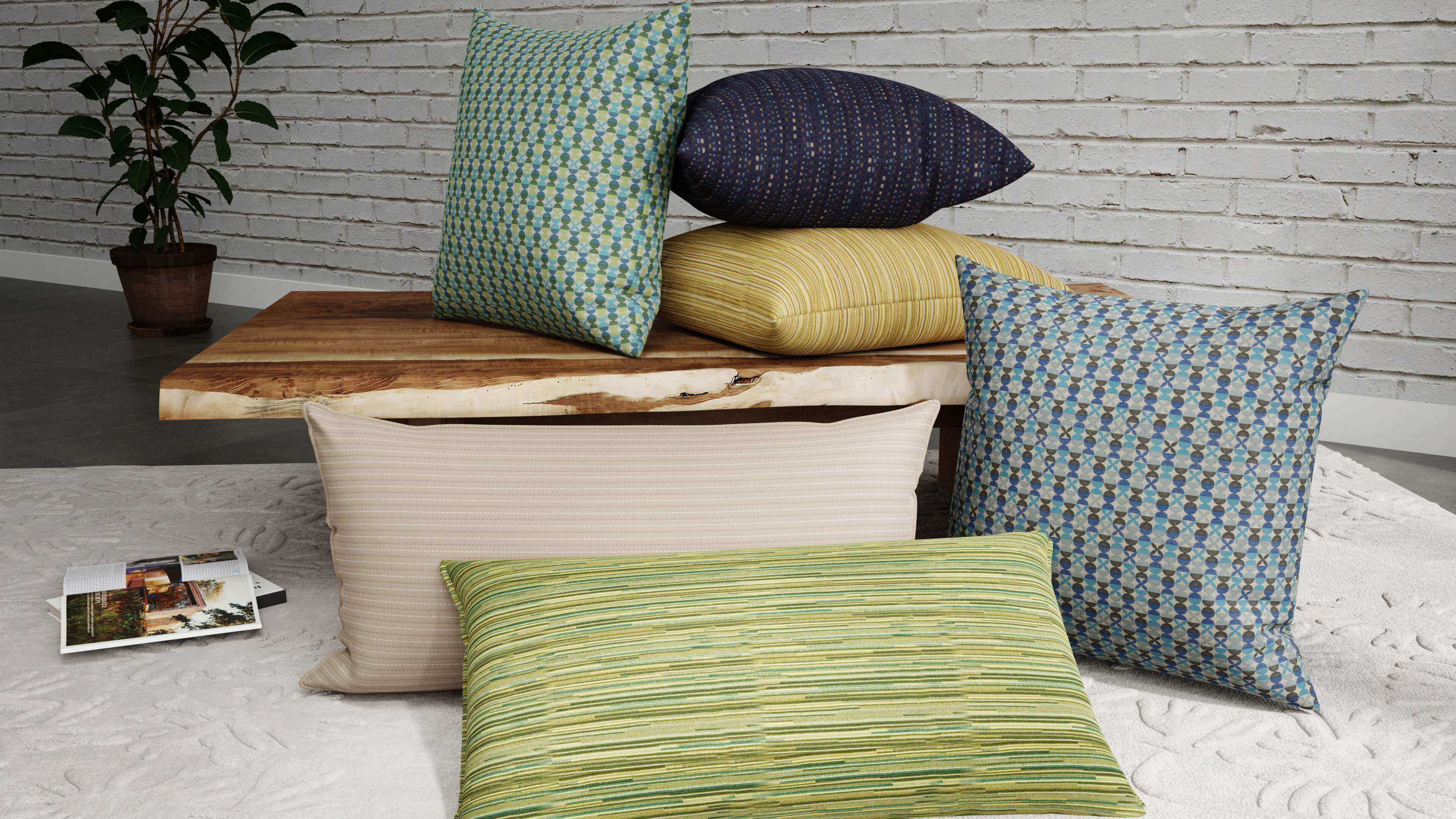 3D cushions in a variety of patterns by Innovasion made created in imagine.io lifestyle template