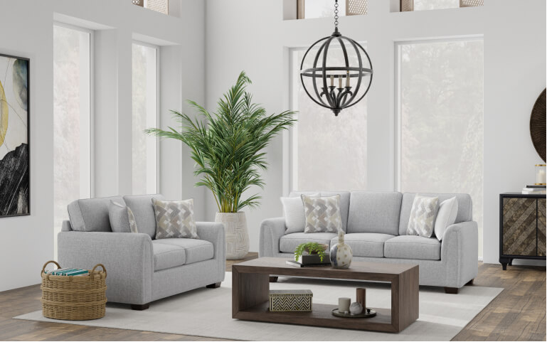 3D living room template with Peak Living sectional and sofa and props made in imagine.io