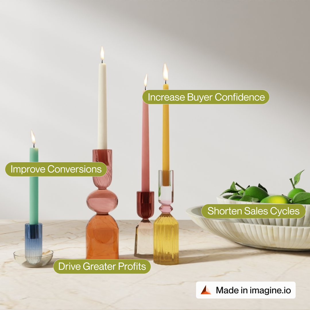 3D candles and holders made with imagine.io