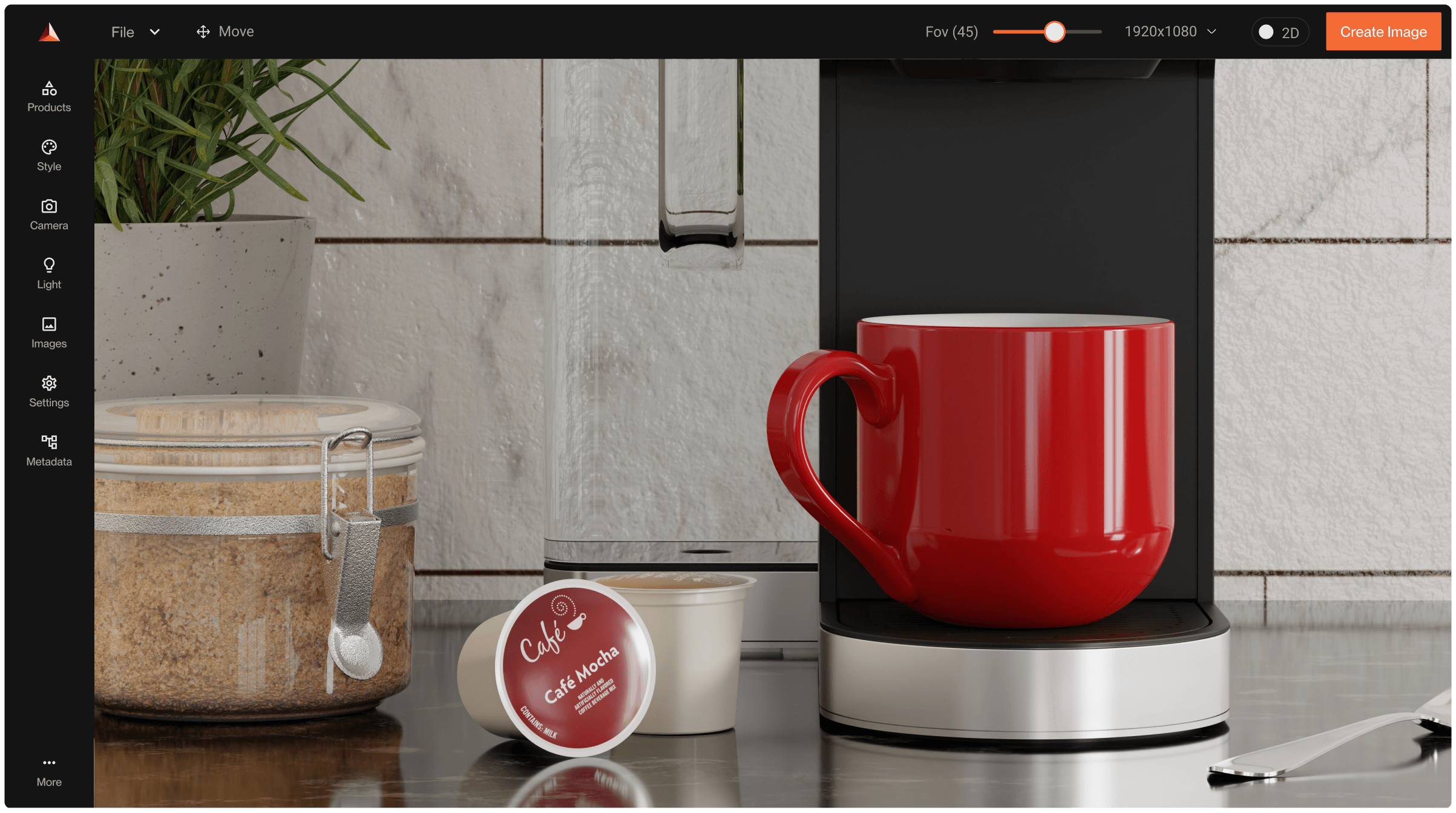 coffee pods coffee maker mug kitchen 3D pack shot